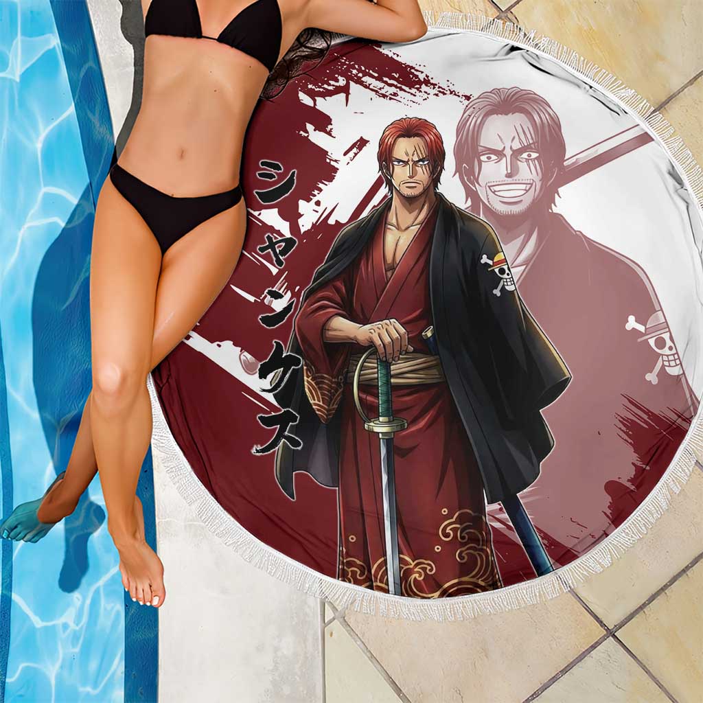 One Piece Shanks Red Hair Beach Blanket Japanese Anime Graphic
