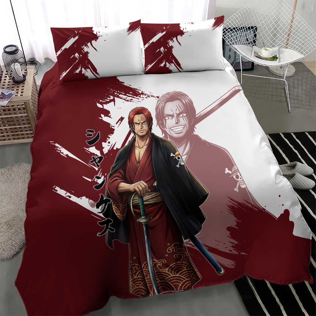 One Piece Shanks Red Hair Bedding Set Japanese Anime Graphic