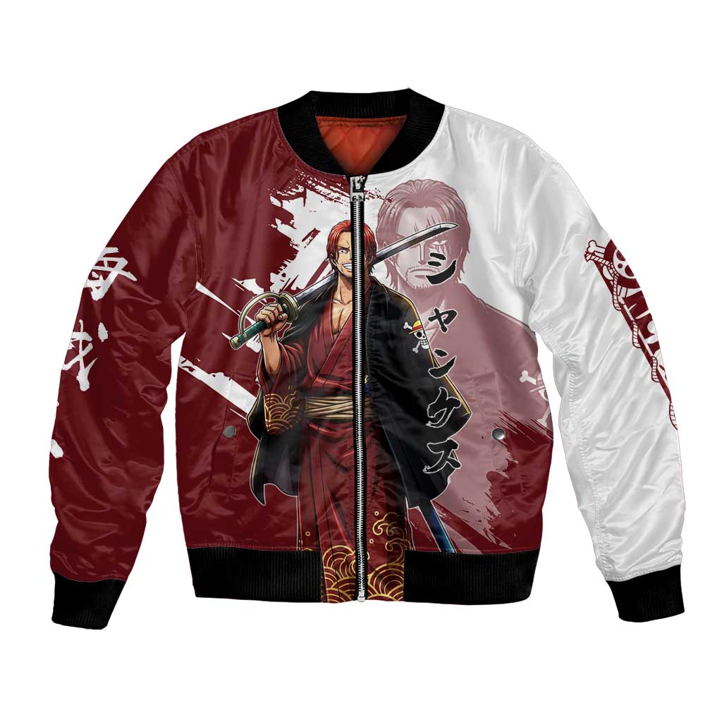 One Piece Shanks Red Hair Bomber Jacket Japanese Anime Graphic