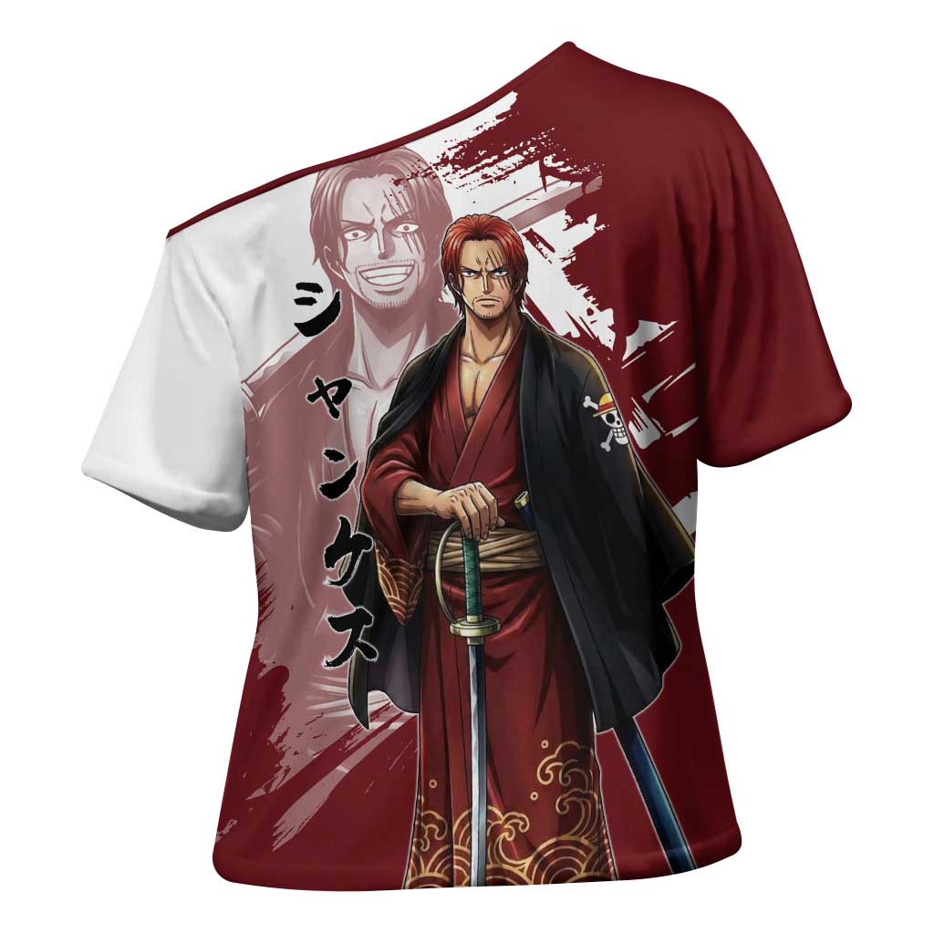One Piece Shanks Red Hair Cross Shoulder Shirt Japanese Anime Graphic