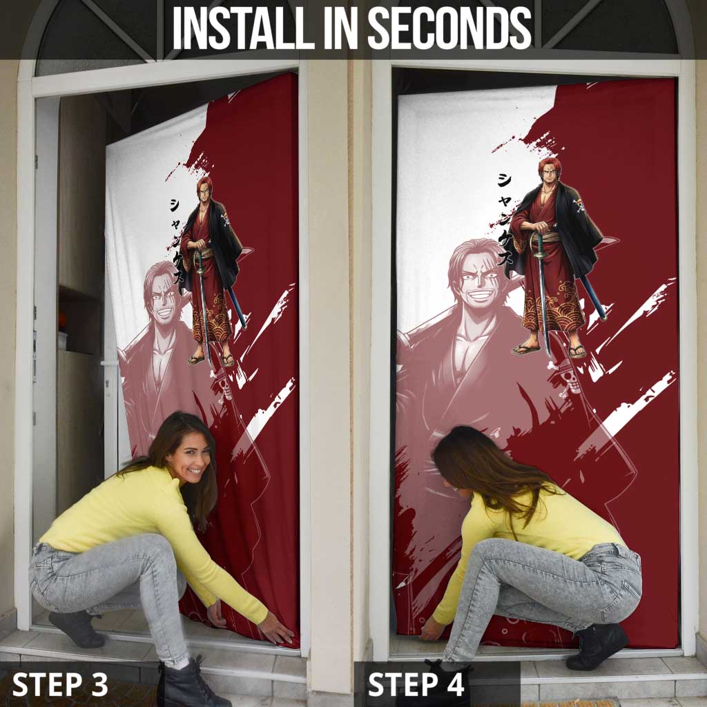 One Piece Shanks Red Hair Door Cover Japanese Anime Graphic