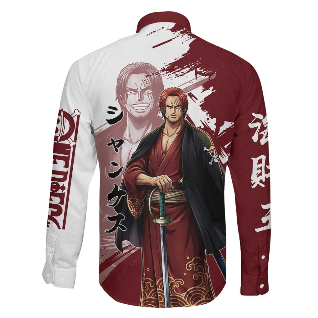 One Piece Shanks Red Hair Family Matching Off Shoulder Maxi Dress and Hawaiian Shirt Japanese Anime Graphic