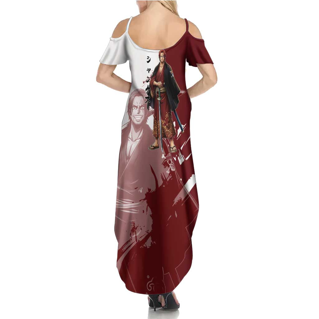 One Piece Shanks Red Hair Family Matching Summer Maxi Dress and Hawaiian Shirt Japanese Anime Graphic