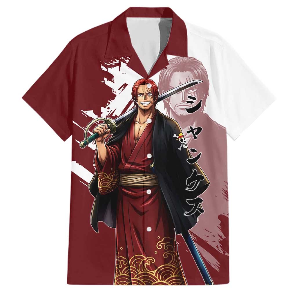 One Piece Shanks Red Hair Family Matching Tank Maxi Dress and Hawaiian Shirt Japanese Anime Graphic