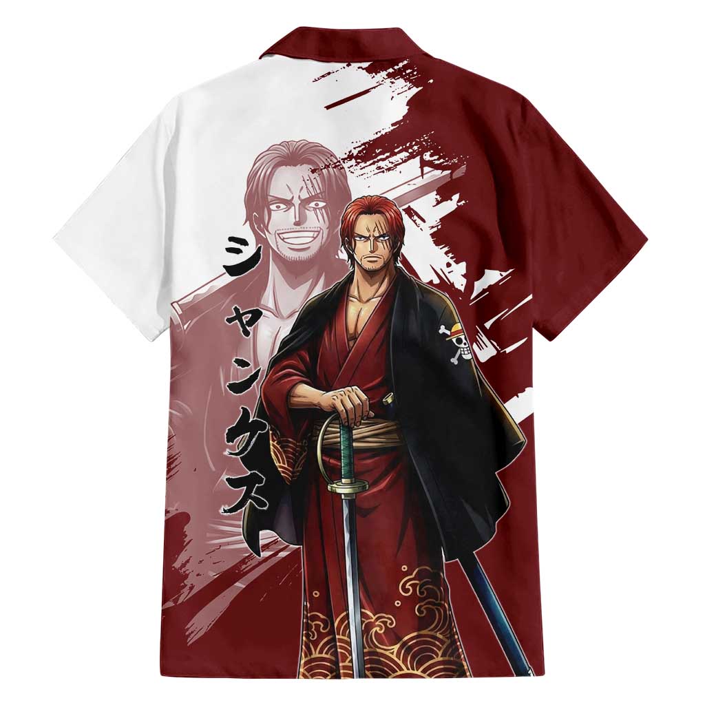 One Piece Shanks Red Hair Family Matching Tank Maxi Dress and Hawaiian Shirt Japanese Anime Graphic