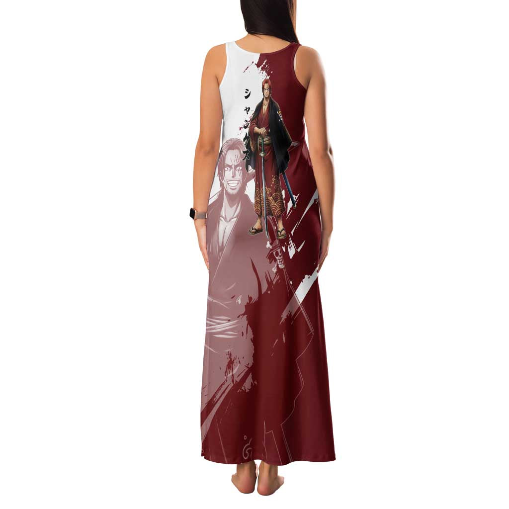 One Piece Shanks Red Hair Family Matching Tank Maxi Dress and Hawaiian Shirt Japanese Anime Graphic