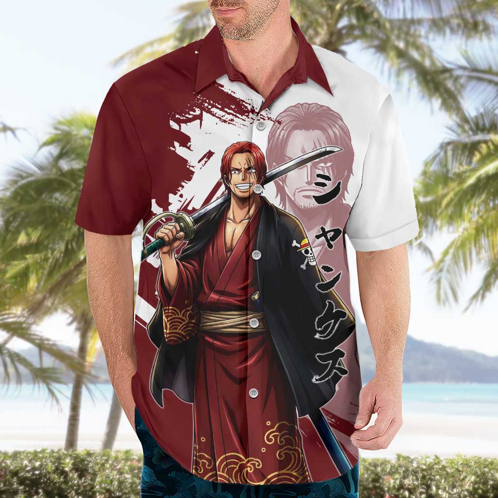 One Piece Shanks Red Hair Hawaiian Shirt Japanese Anime Graphic