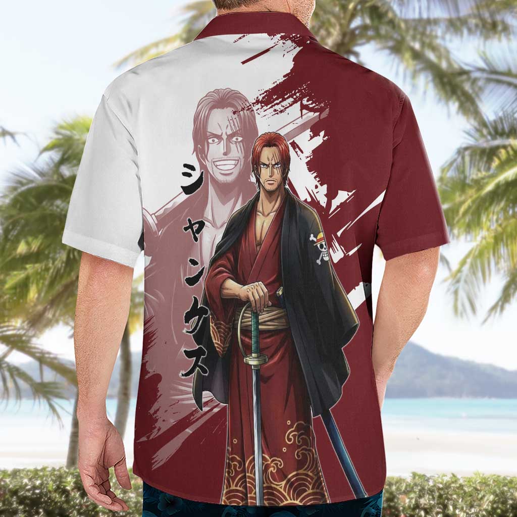 One Piece Shanks Red Hair Hawaiian Shirt Japanese Anime Graphic