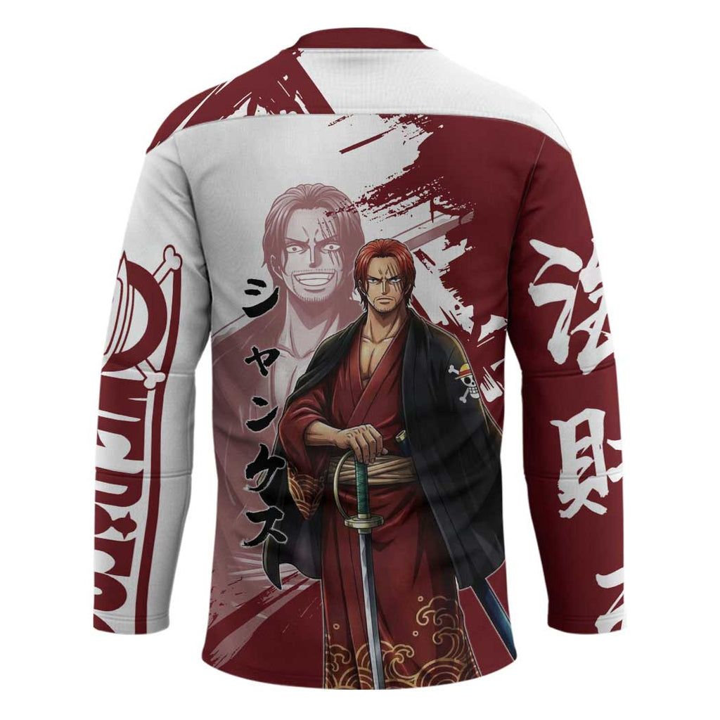 One Piece Shanks Red Hair Hockey Jersey Japanese Anime Graphic