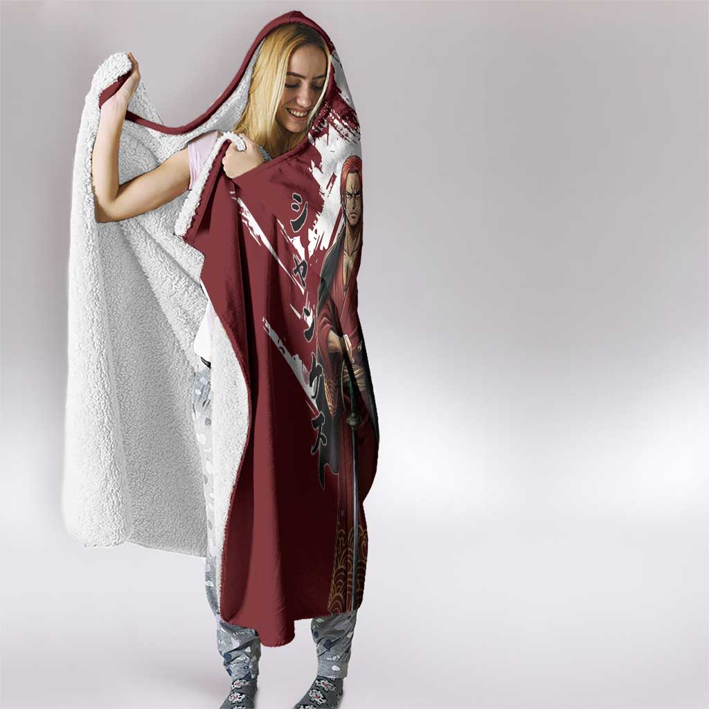 One Piece Shanks Red Hair Hooded Blanket Japanese Anime Graphic