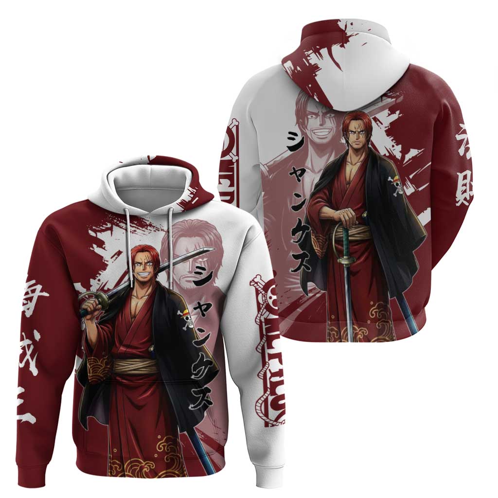 One Piece Shanks Red Hair Hoodie Japanese Anime Graphic