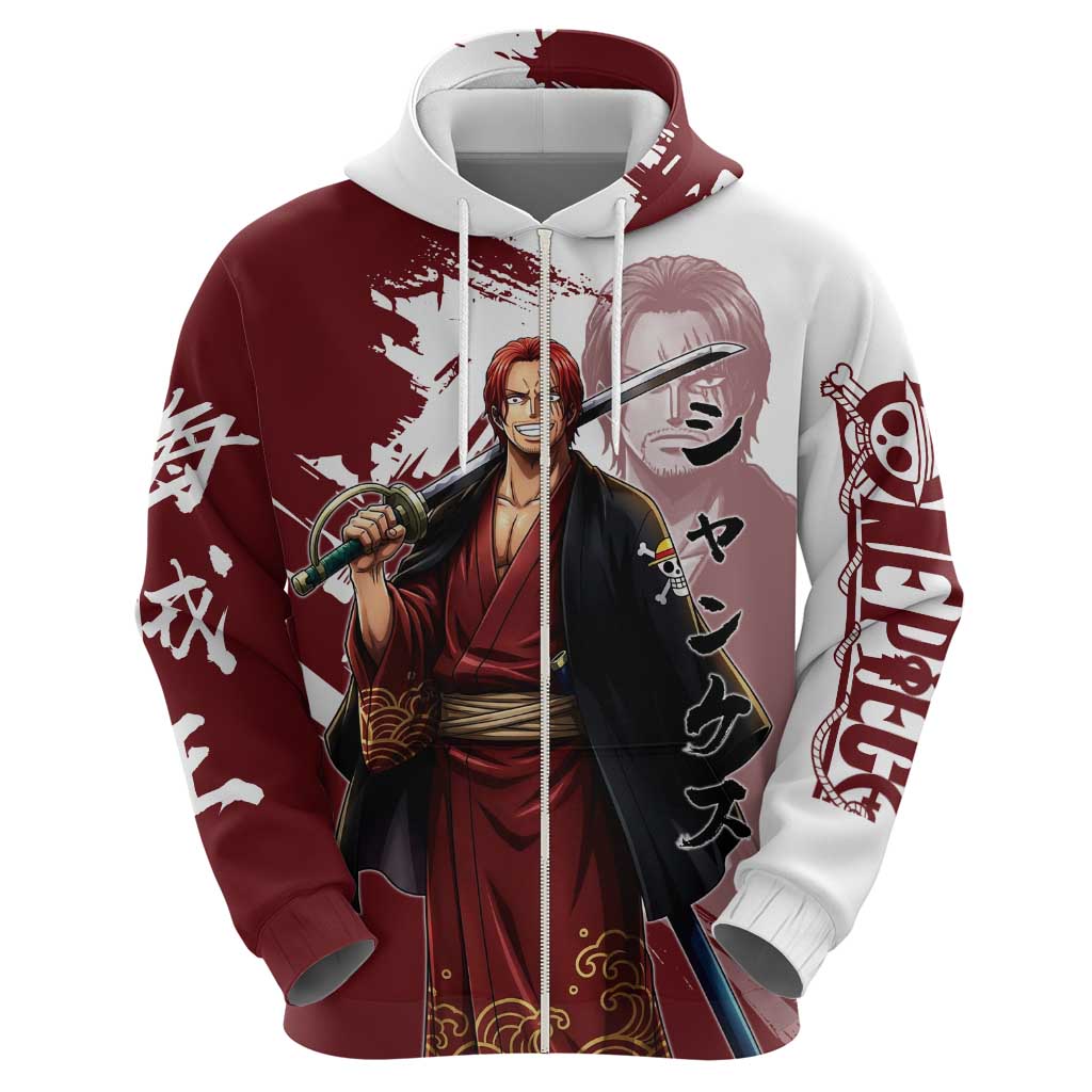 One Piece Shanks Red Hair Hoodie Japanese Anime Graphic