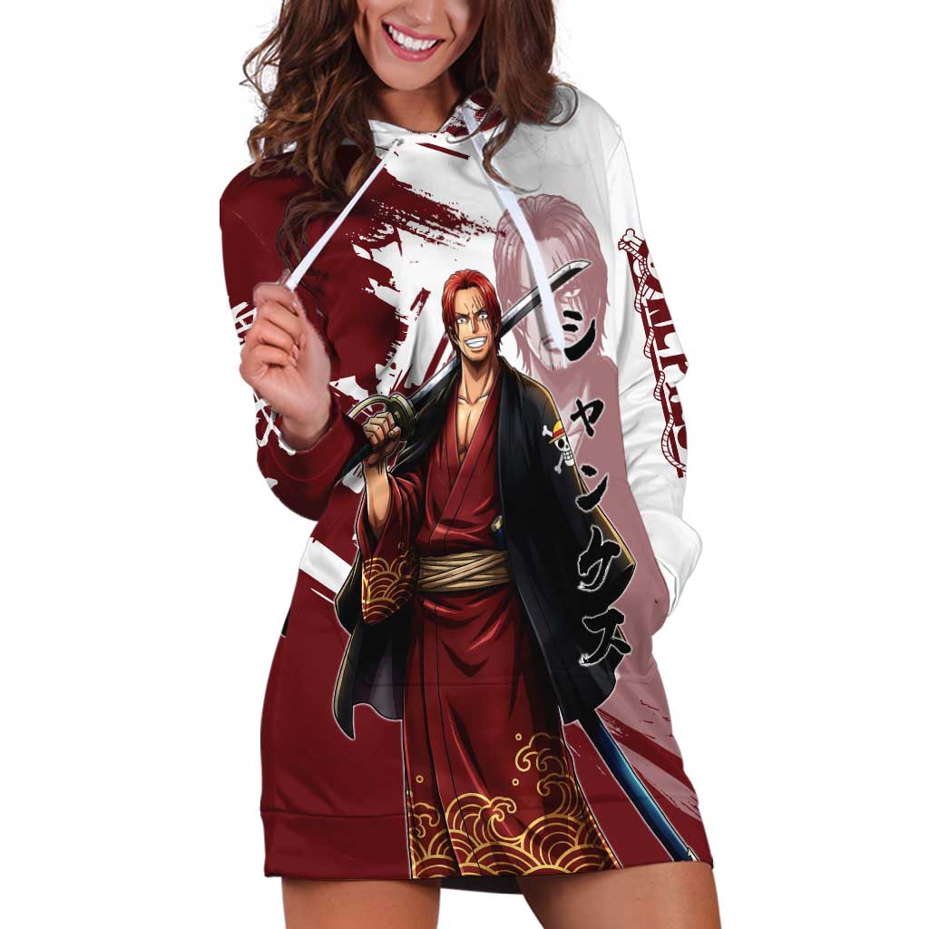One Piece Shanks Red Hair Hoodie Dress Japanese Anime Graphic
