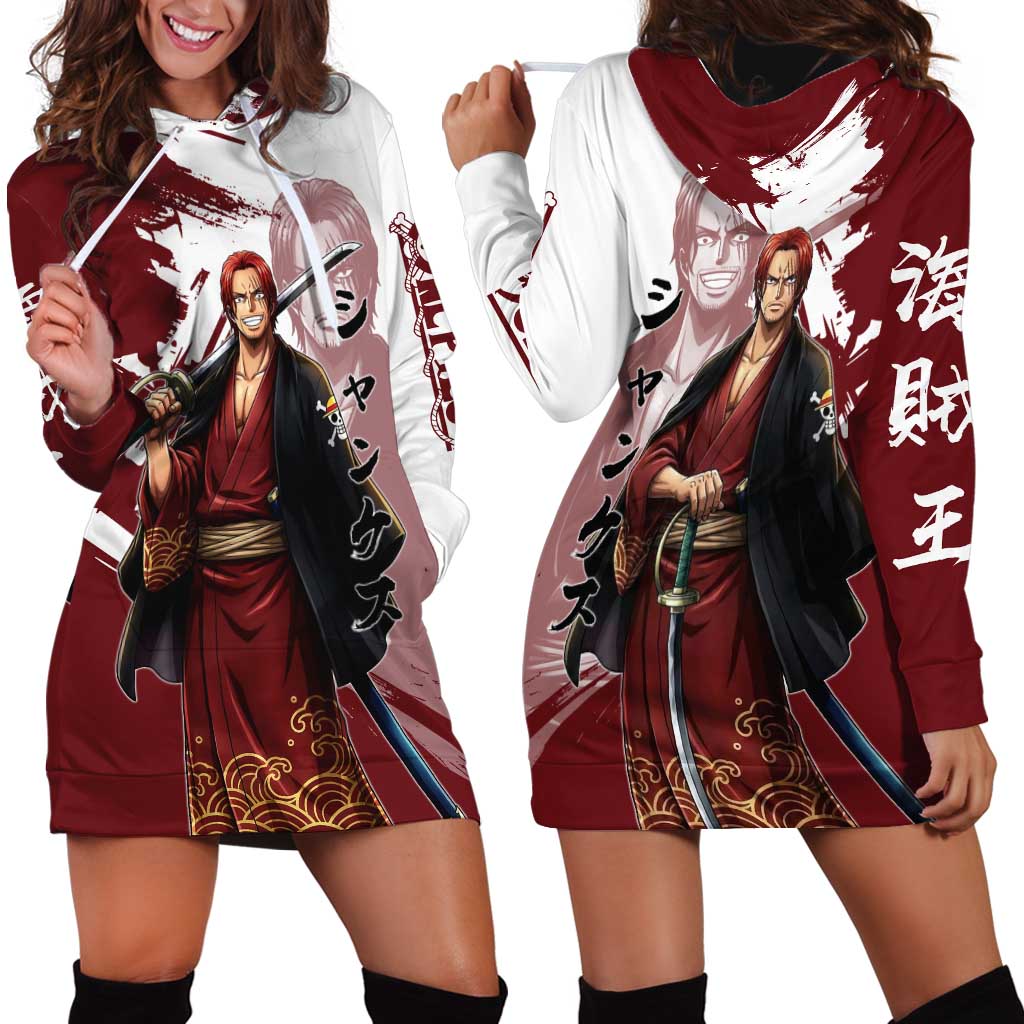 One Piece Shanks Red Hair Hoodie Dress Japanese Anime Graphic