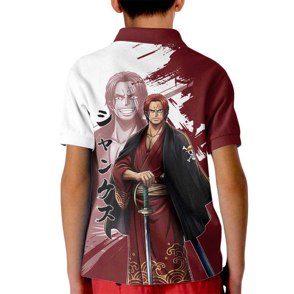 One Piece Shanks Red Hair Kid Polo Shirt Japanese Anime Graphic