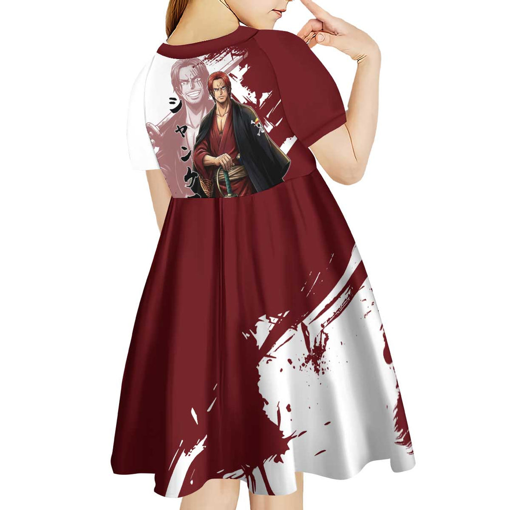 One Piece Shanks Red Hair Kid Short Sleeve Dress Japanese Anime Graphic