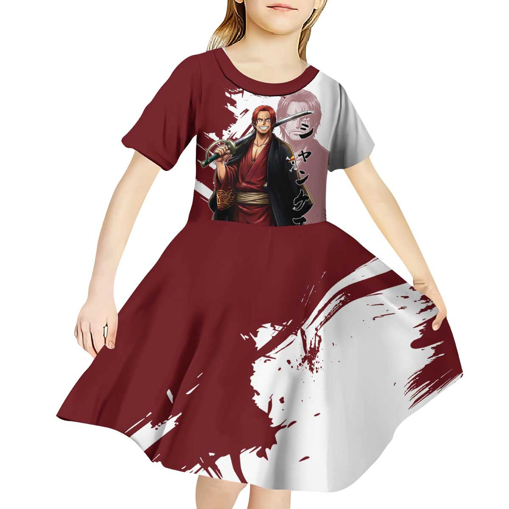 One Piece Shanks Red Hair Kid Short Sleeve Dress Japanese Anime Graphic