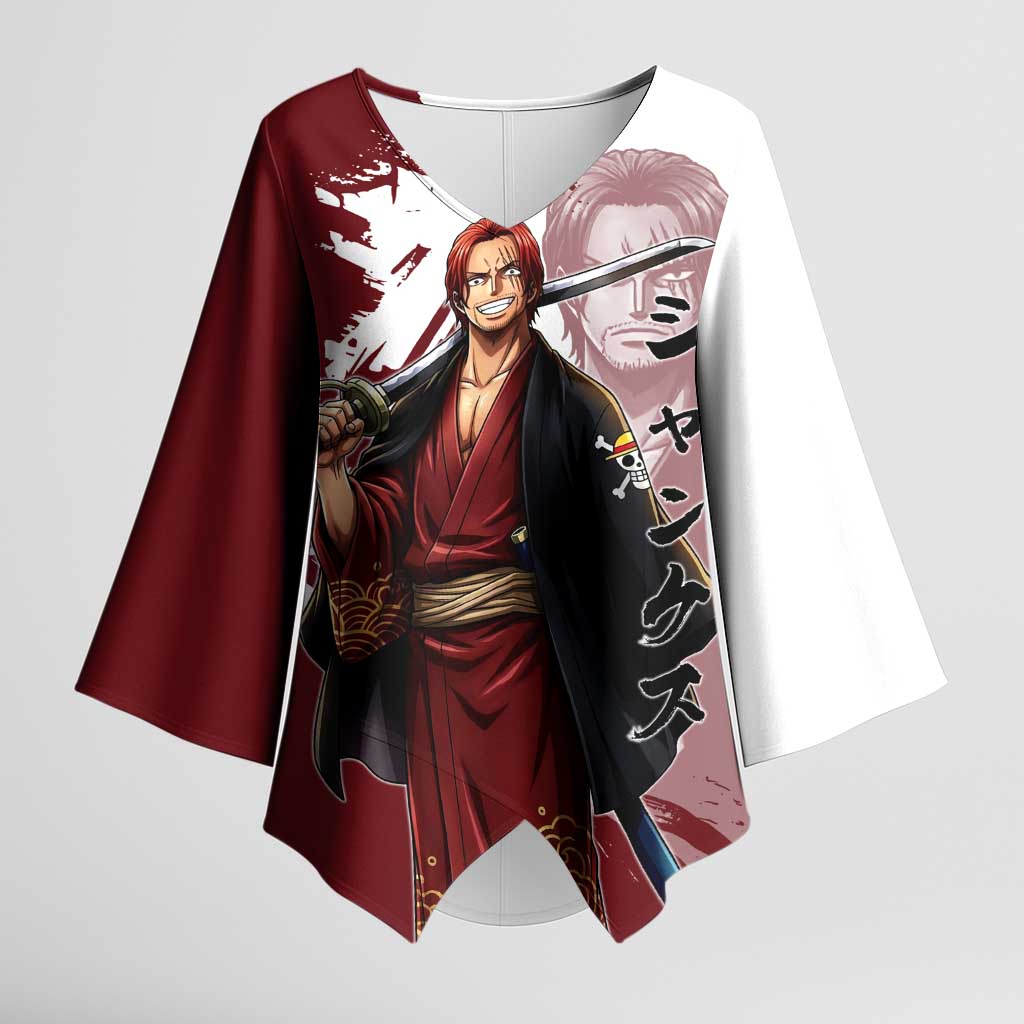 One Piece Shanks Red Hair Kimono Sleeve Blouse Japanese Anime Graphic