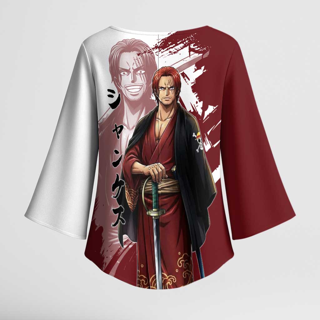 One Piece Shanks Red Hair Kimono Sleeve Blouse Japanese Anime Graphic