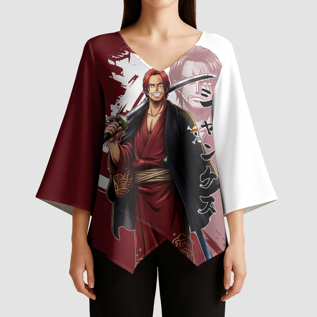One Piece Shanks Red Hair Kimono Sleeve Blouse Japanese Anime Graphic