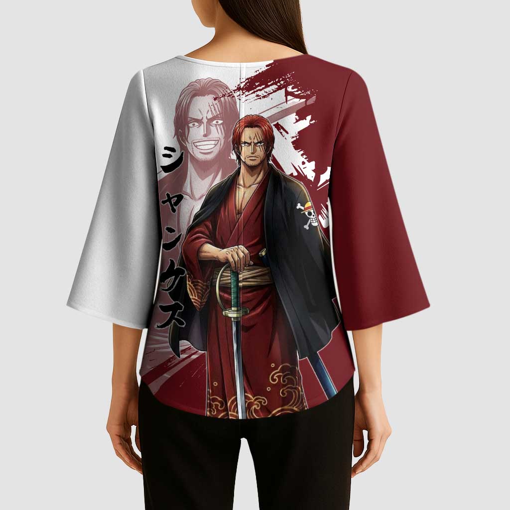 One Piece Shanks Red Hair Kimono Sleeve Blouse Japanese Anime Graphic