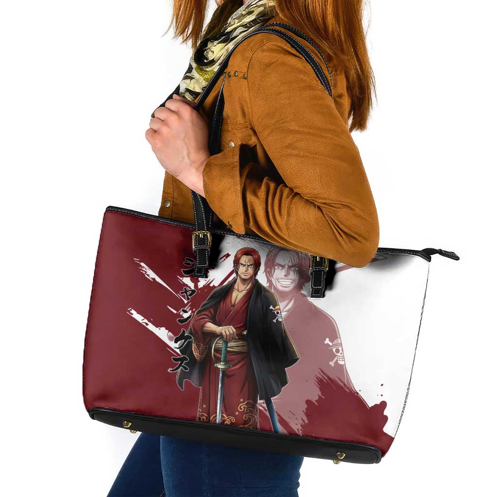 One Piece Shanks Red Hair Leather Tote Bag Japanese Anime Graphic