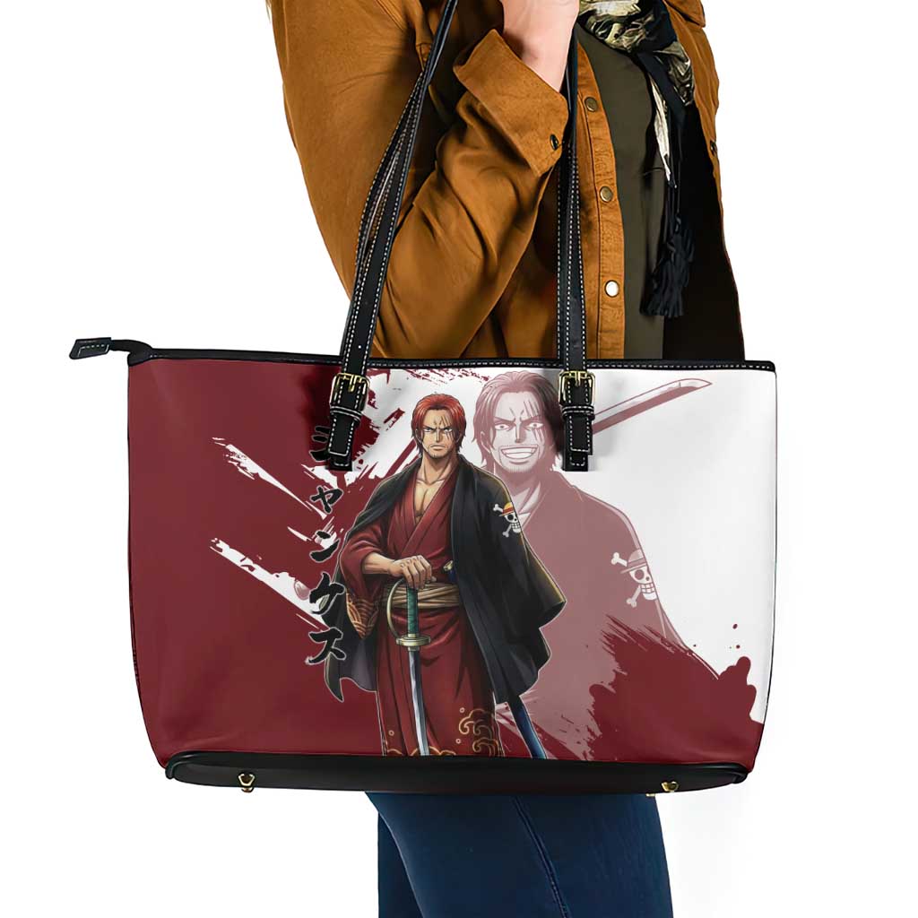 One Piece Shanks Red Hair Leather Tote Bag Japanese Anime Graphic