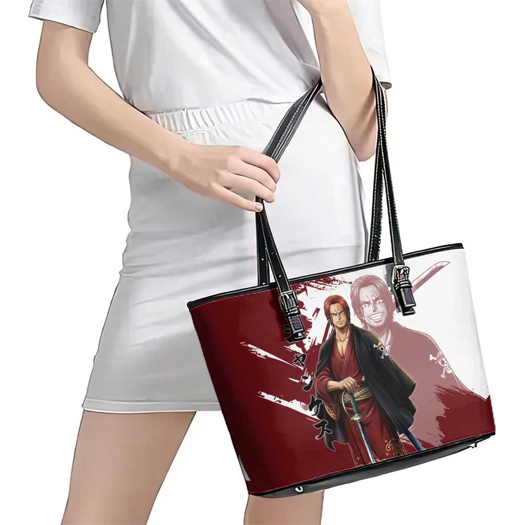 One Piece Shanks Red Hair Leather Tote Bag Japanese Anime Graphic