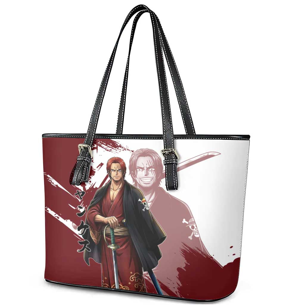 One Piece Shanks Red Hair Leather Tote Bag Japanese Anime Graphic