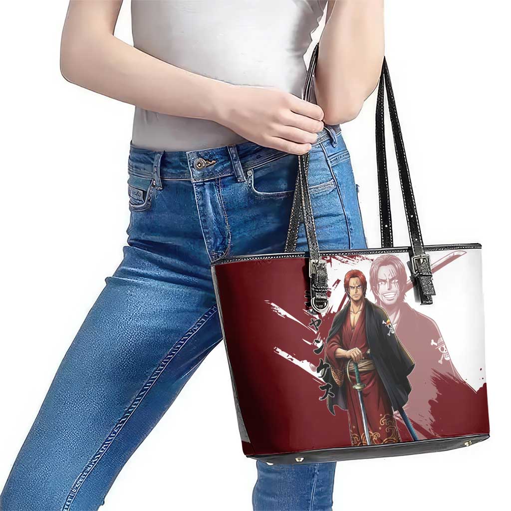 One Piece Shanks Red Hair Leather Tote Bag Japanese Anime Graphic