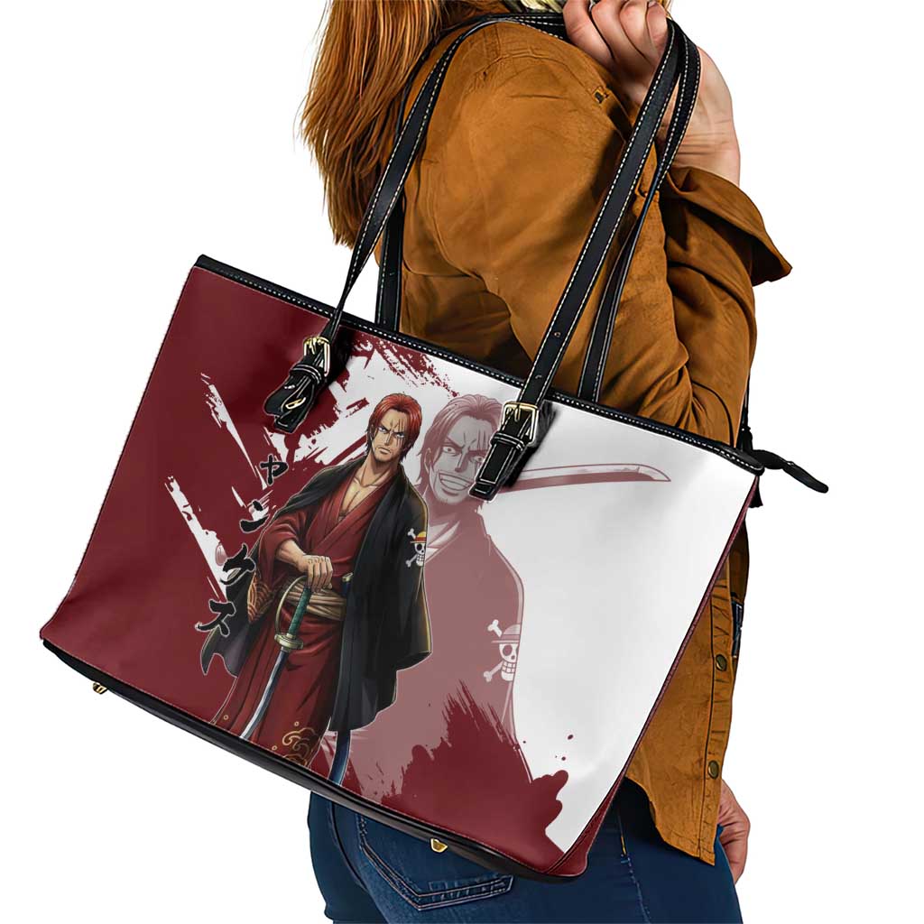 One Piece Shanks Red Hair Leather Tote Bag Japanese Anime Graphic