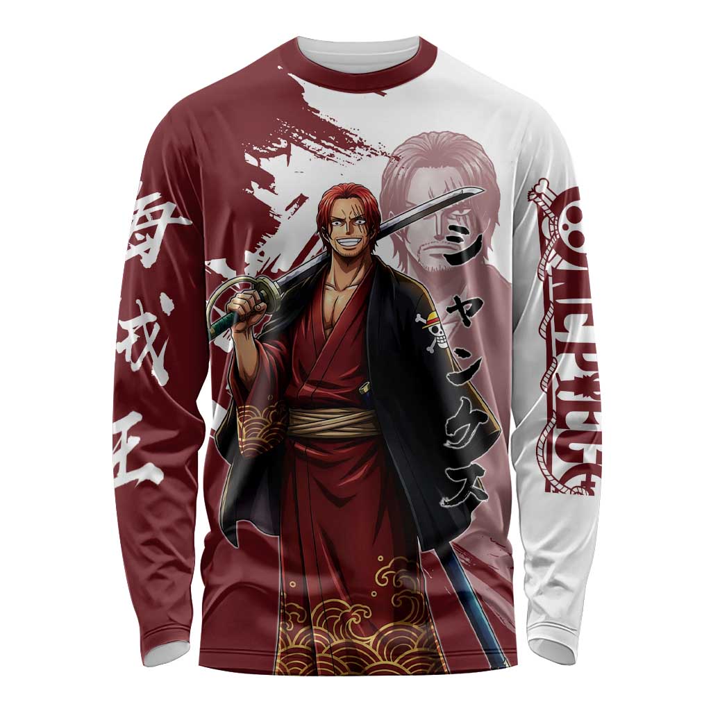 One Piece Shanks Red Hair Long Sleeve Shirt Japanese Anime Graphic
