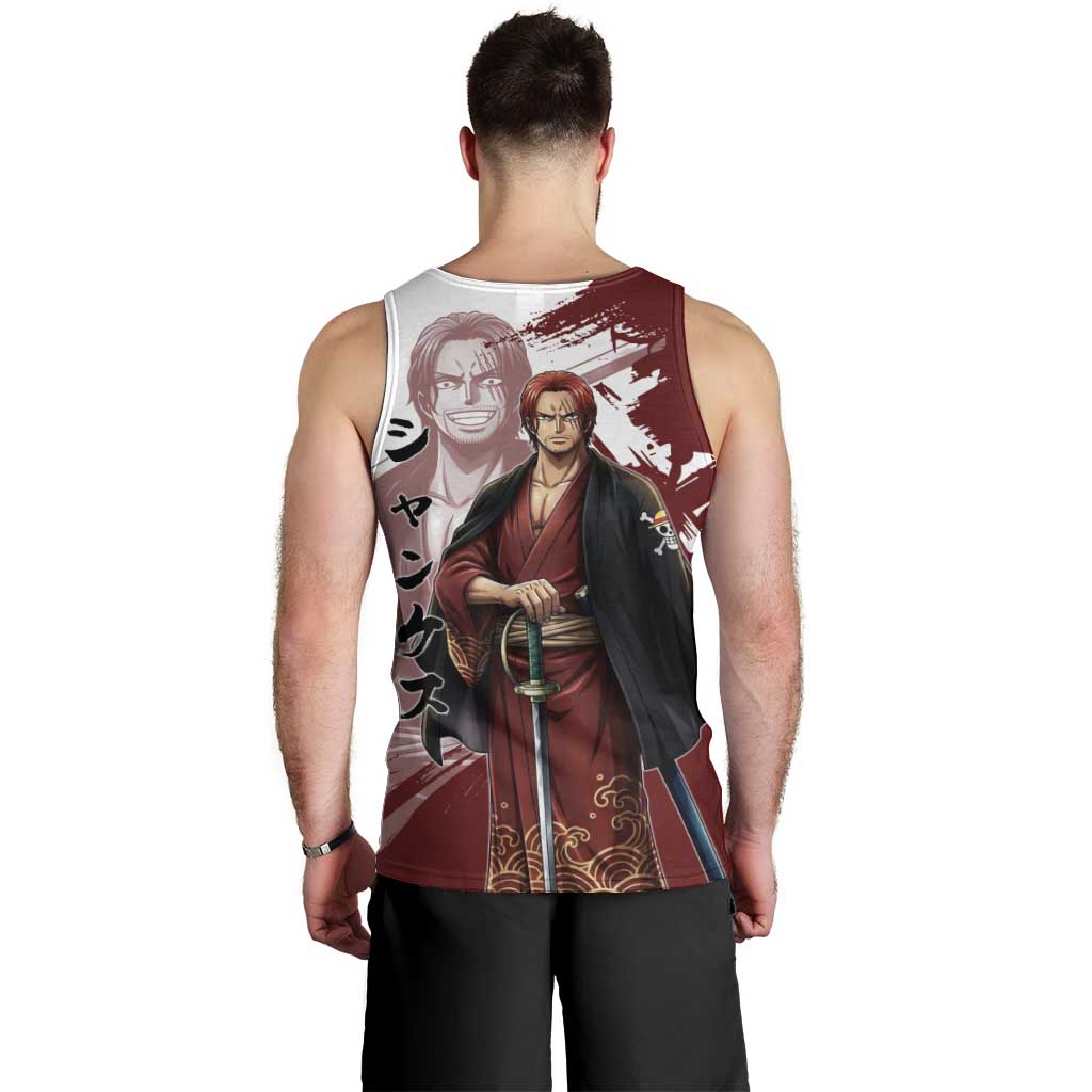 One Piece Shanks Red Hair Men Tank Top Japanese Anime Graphic