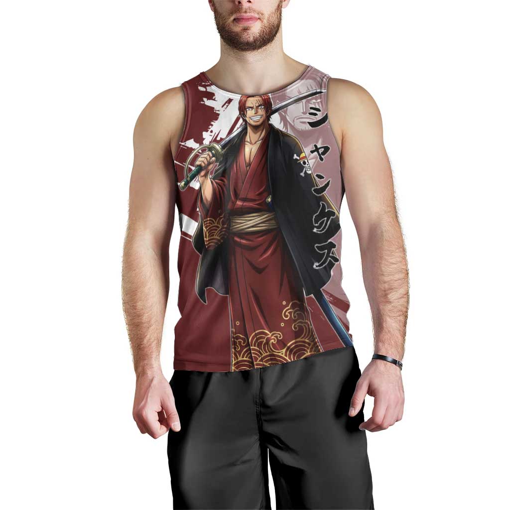 One Piece Shanks Red Hair Men Tank Top Japanese Anime Graphic
