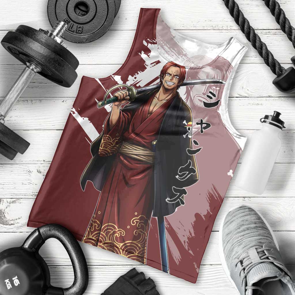One Piece Shanks Red Hair Men Tank Top Japanese Anime Graphic