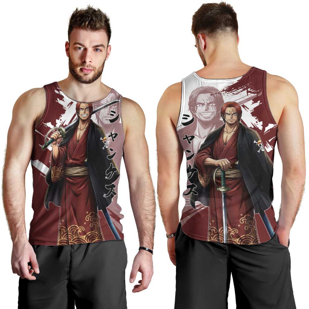 One Piece Shanks Red Hair Men Tank Top Japanese Anime Graphic