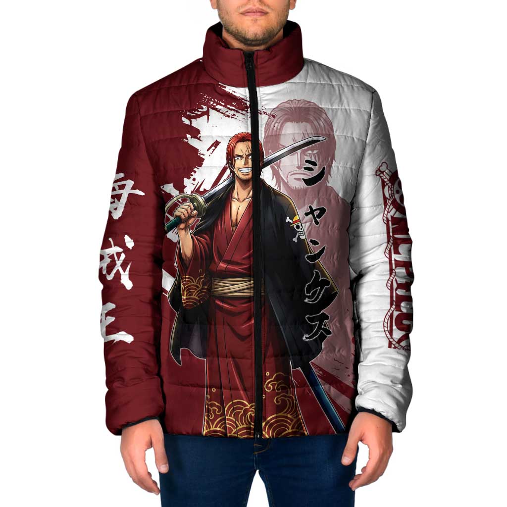 One Piece Shanks Red Hair Padded Jacket Japanese Anime Graphic