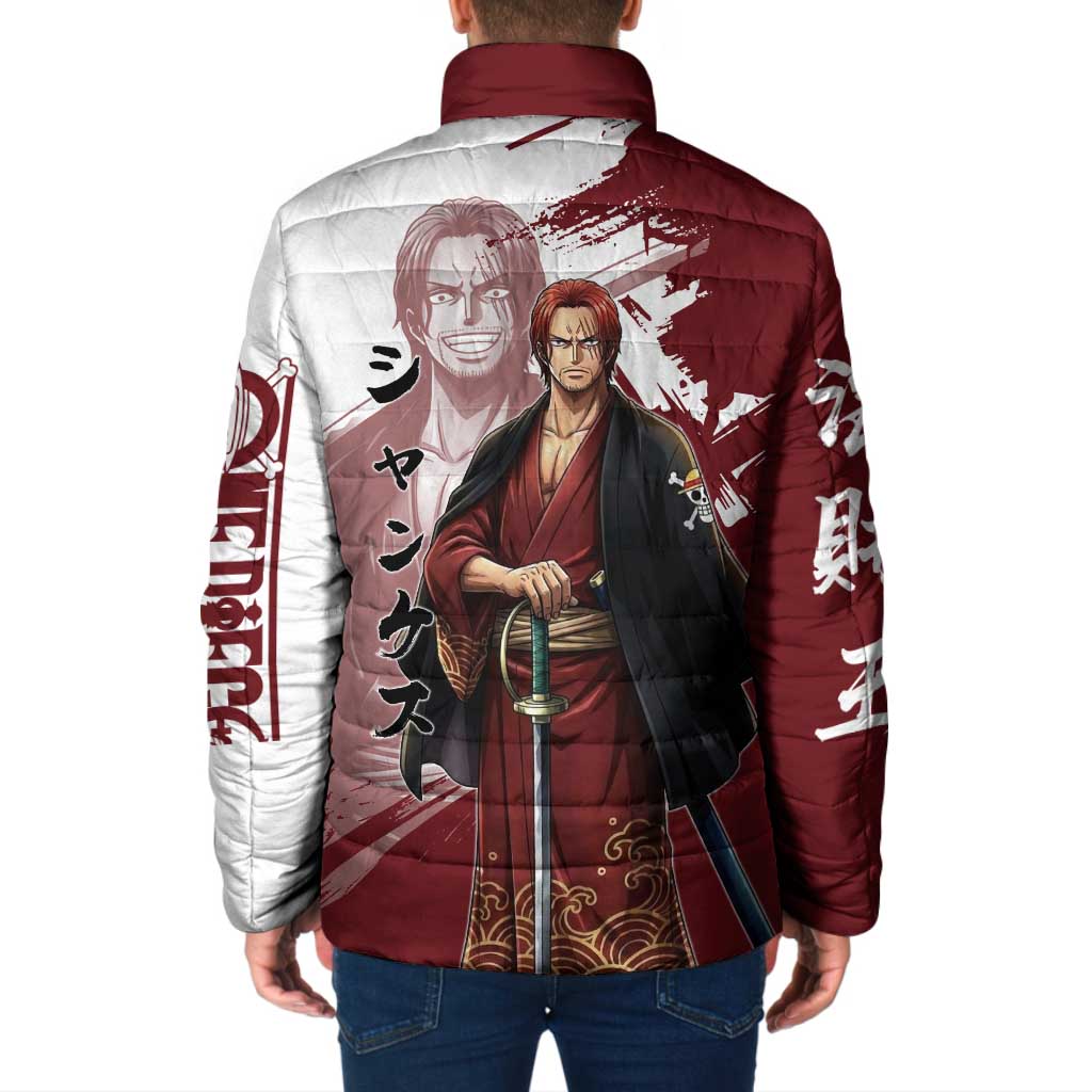 One Piece Shanks Red Hair Padded Jacket Japanese Anime Graphic