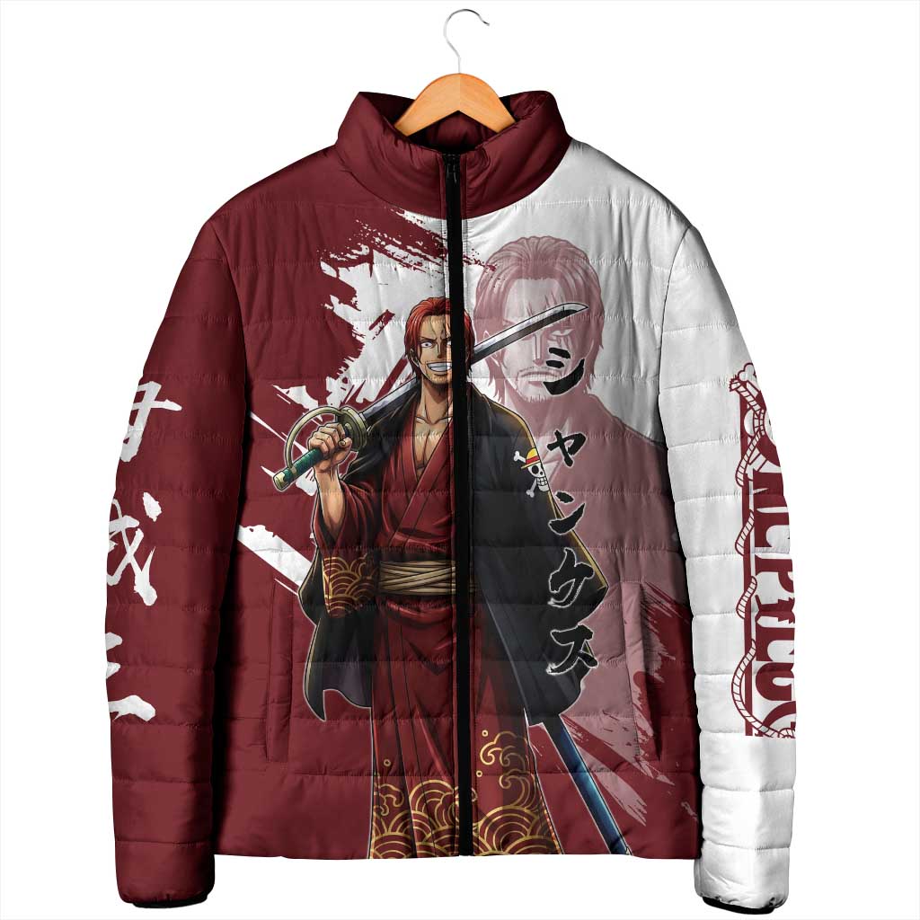 One Piece Shanks Red Hair Padded Jacket Japanese Anime Graphic