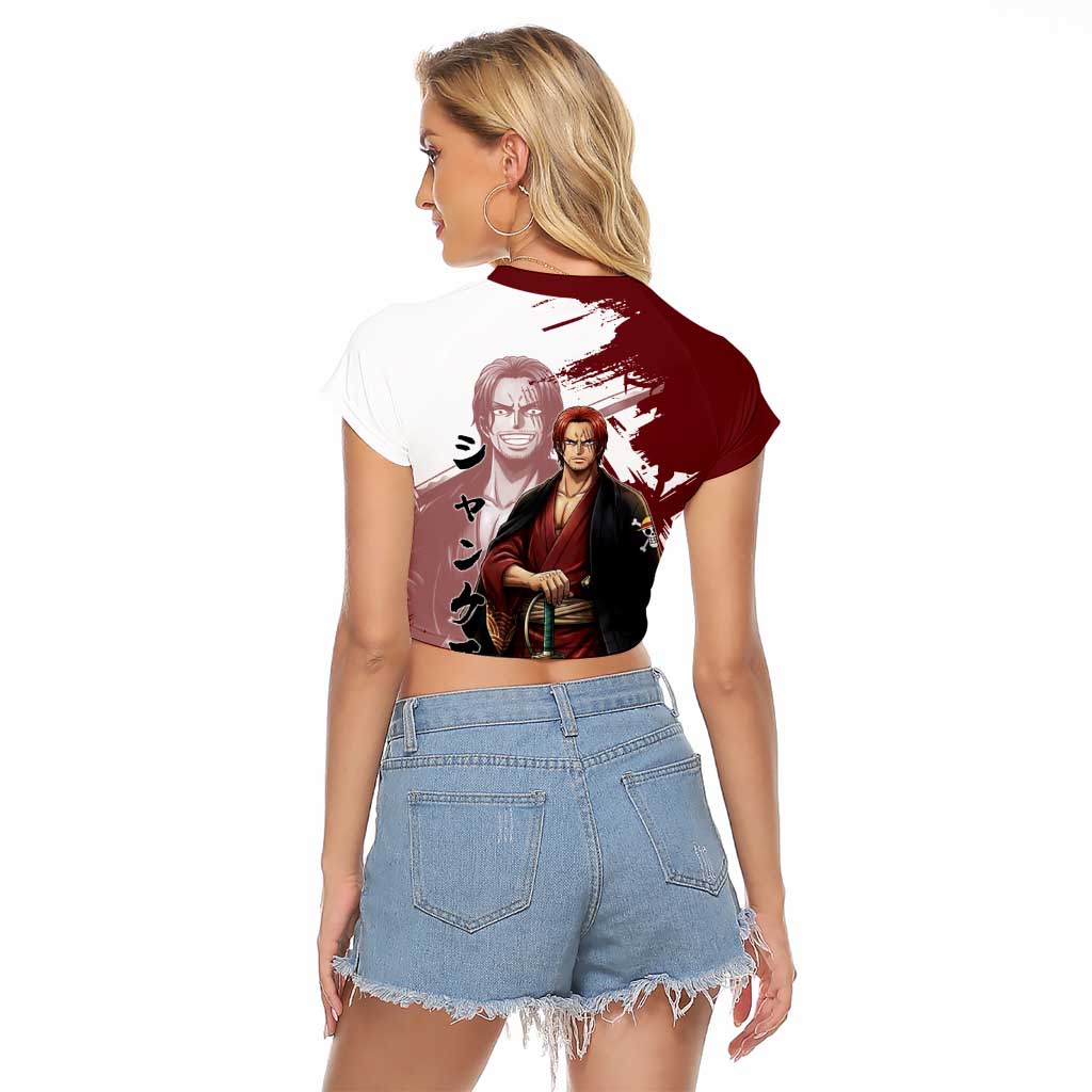 One Piece Shanks Red Hair Raglan Cropped T Shirt Japanese Anime Graphic