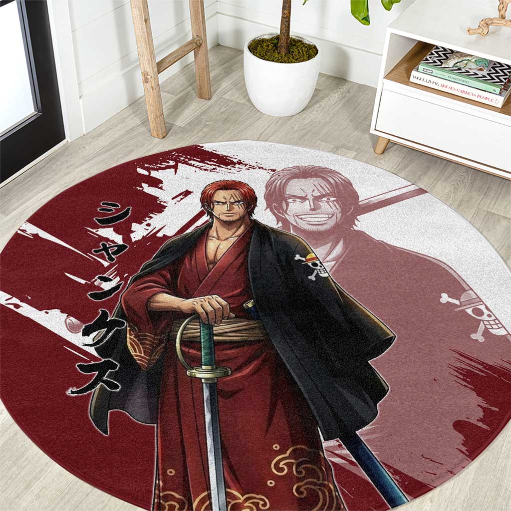 One Piece Shanks Red Hair Round Carpet Japanese Anime Graphic