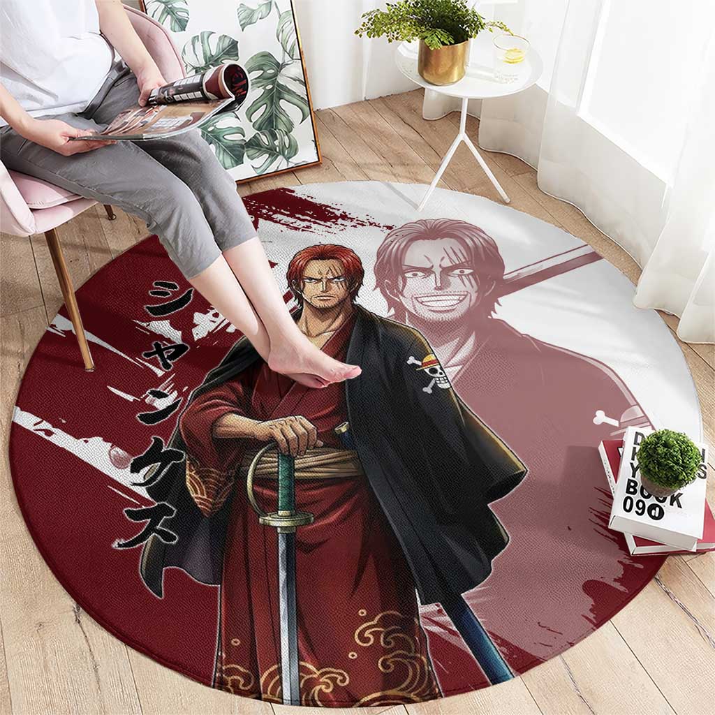 One Piece Shanks Red Hair Round Carpet Japanese Anime Graphic