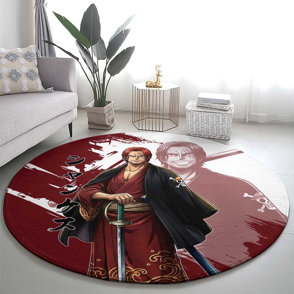 One Piece Shanks Red Hair Round Carpet Japanese Anime Graphic