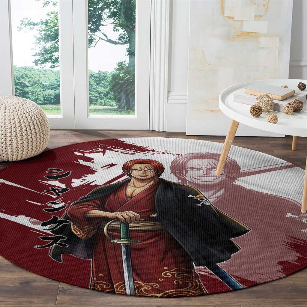 One Piece Shanks Red Hair Round Carpet Japanese Anime Graphic