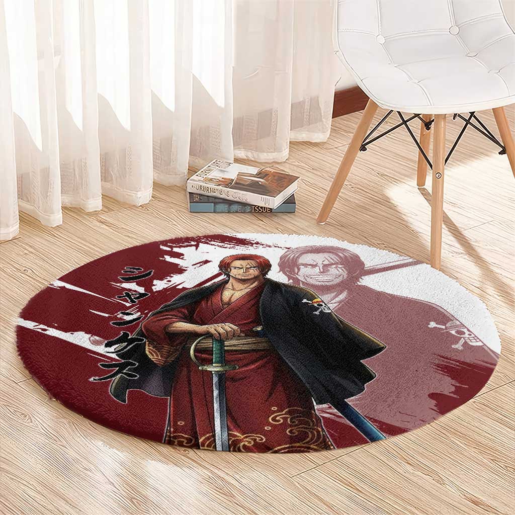 One Piece Shanks Red Hair Round Carpet Japanese Anime Graphic