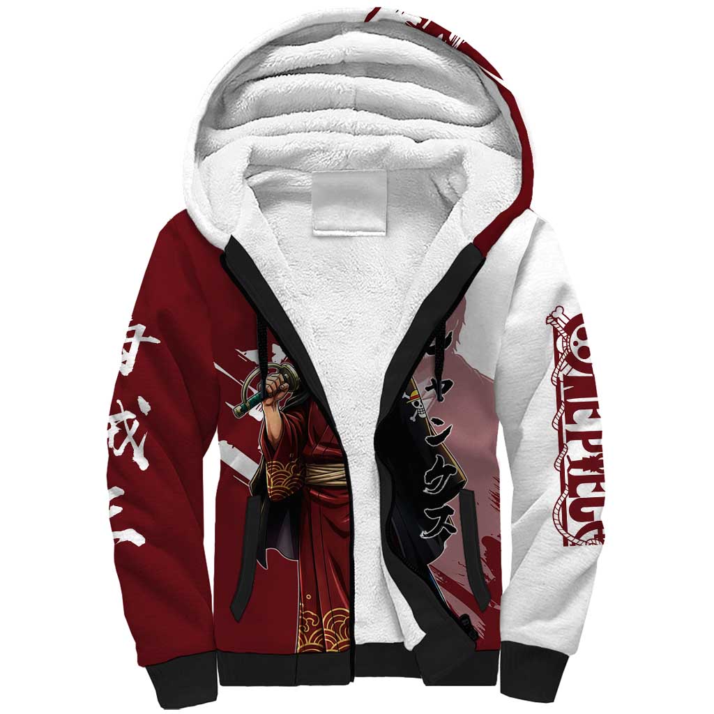 One Piece Shanks Red Hair Sherpa Hoodie Japanese Anime Graphic