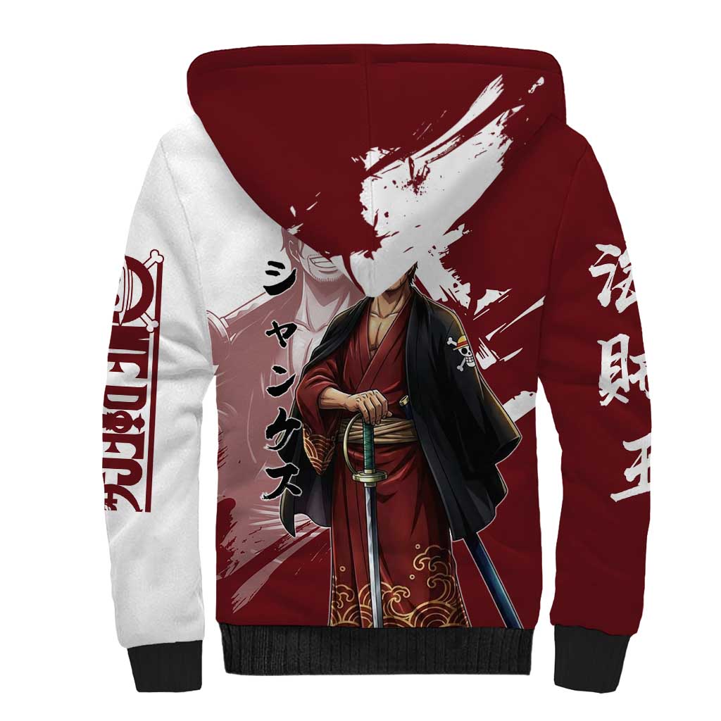 One Piece Shanks Red Hair Sherpa Hoodie Japanese Anime Graphic