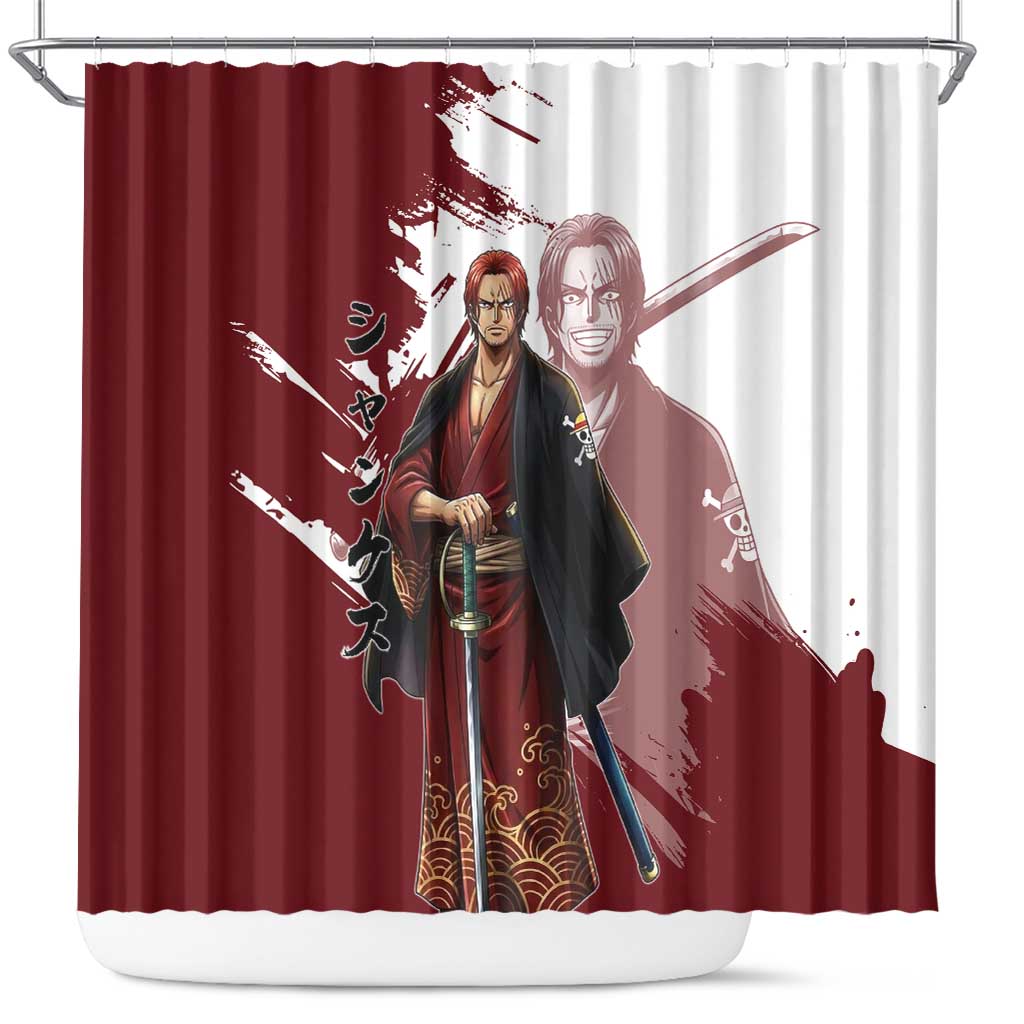 One Piece Shanks Red Hair Shower Curtain Japanese Anime Graphic