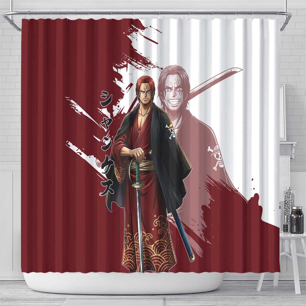 One Piece Shanks Red Hair Shower Curtain Japanese Anime Graphic