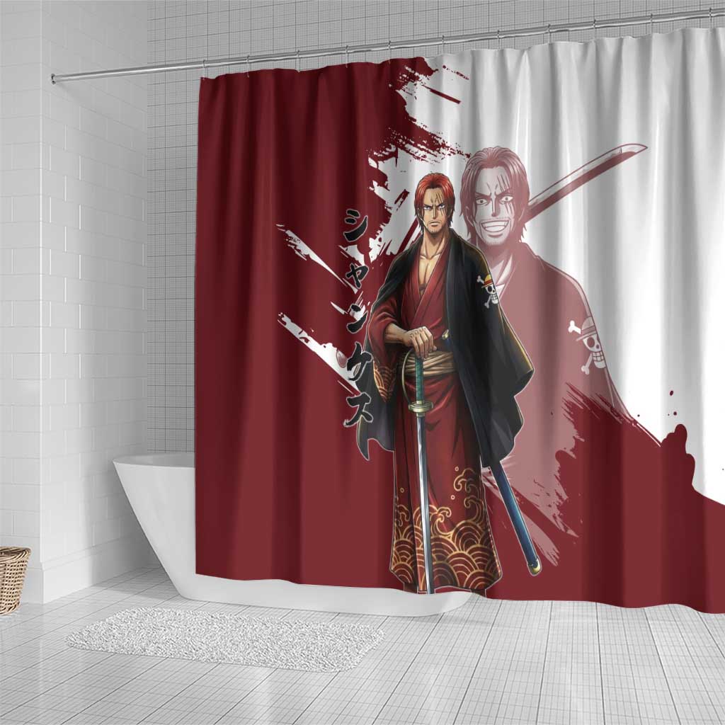 One Piece Shanks Red Hair Shower Curtain Japanese Anime Graphic